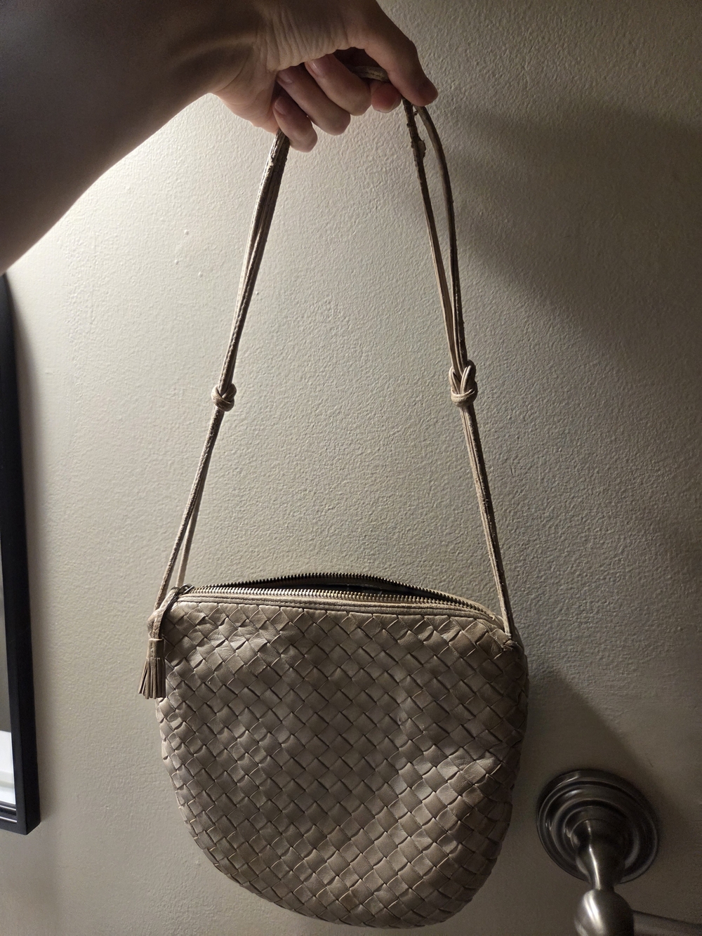 Woven Crossbody Bag in Taupe